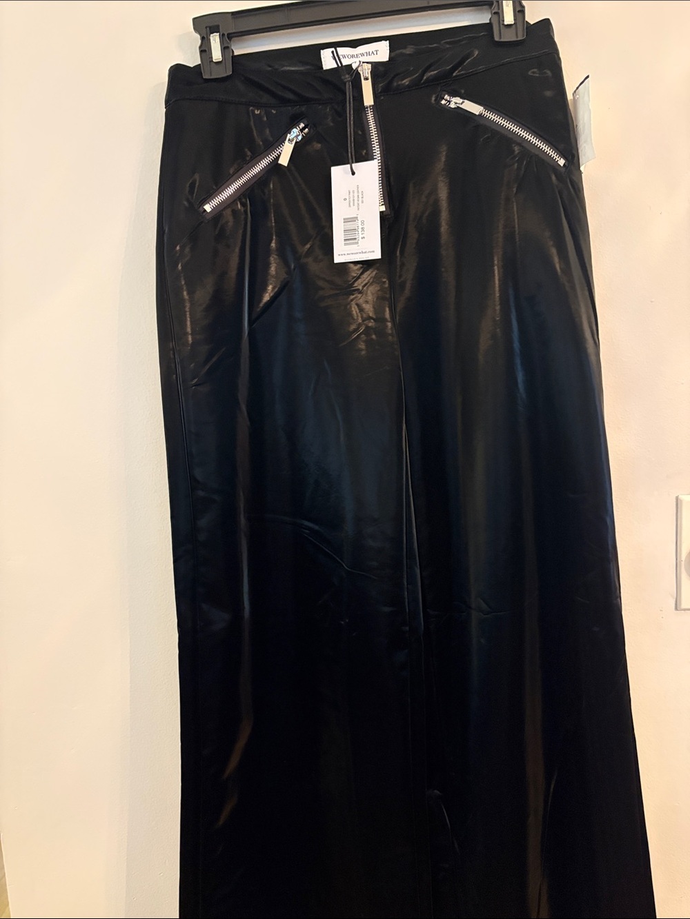Black Wide-Leg Men’s Pants with Zip Detail